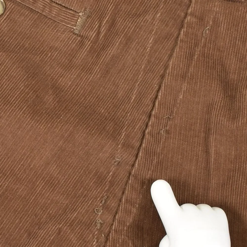 Vintage 70s Dickies Brown Corduroy Pants Made in USA Talon Zip Raw Hem 32x32